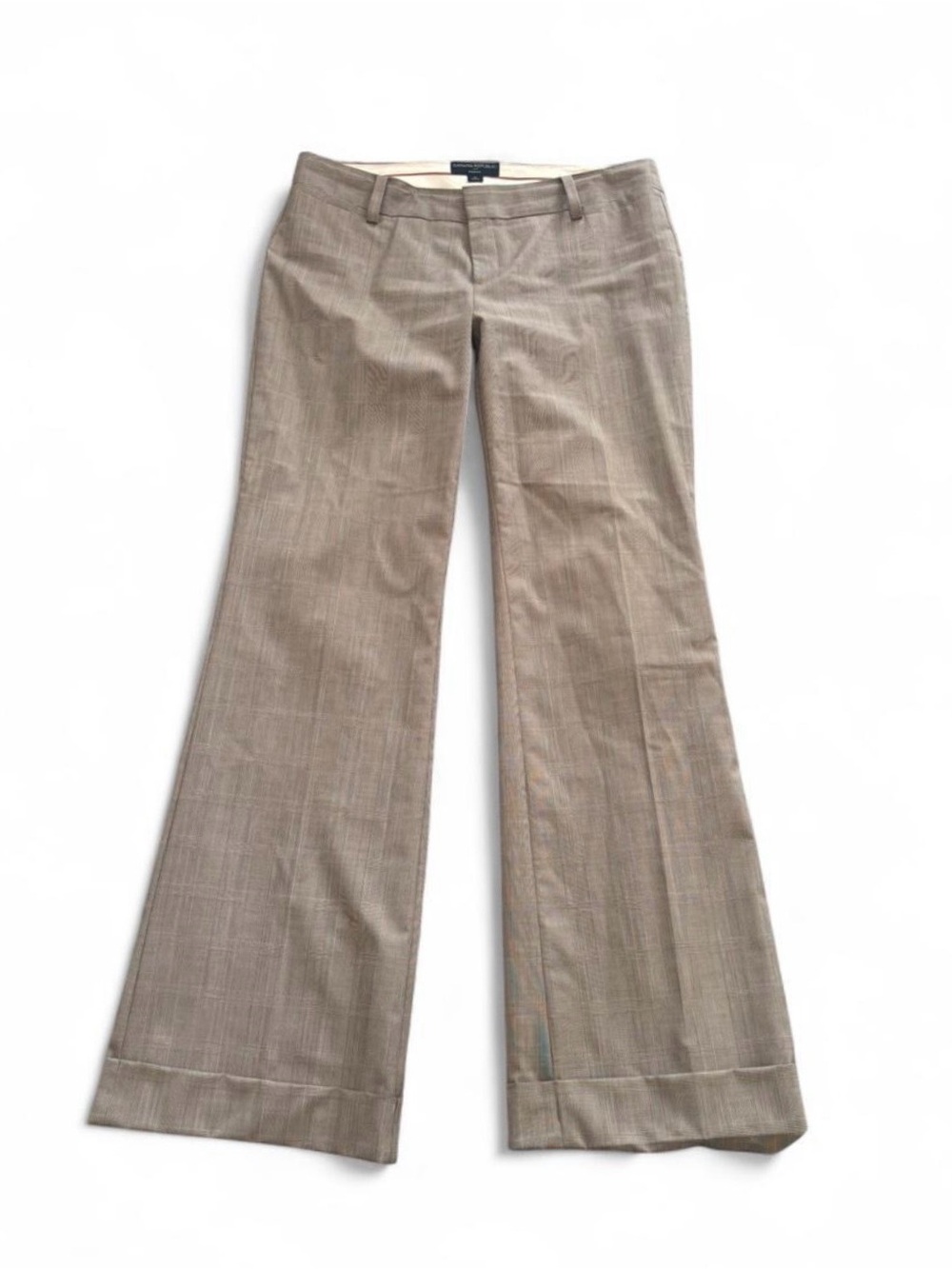 Banana Republic Ryan Fit Plaid Cuffed Wide Leg Trousers Size 10